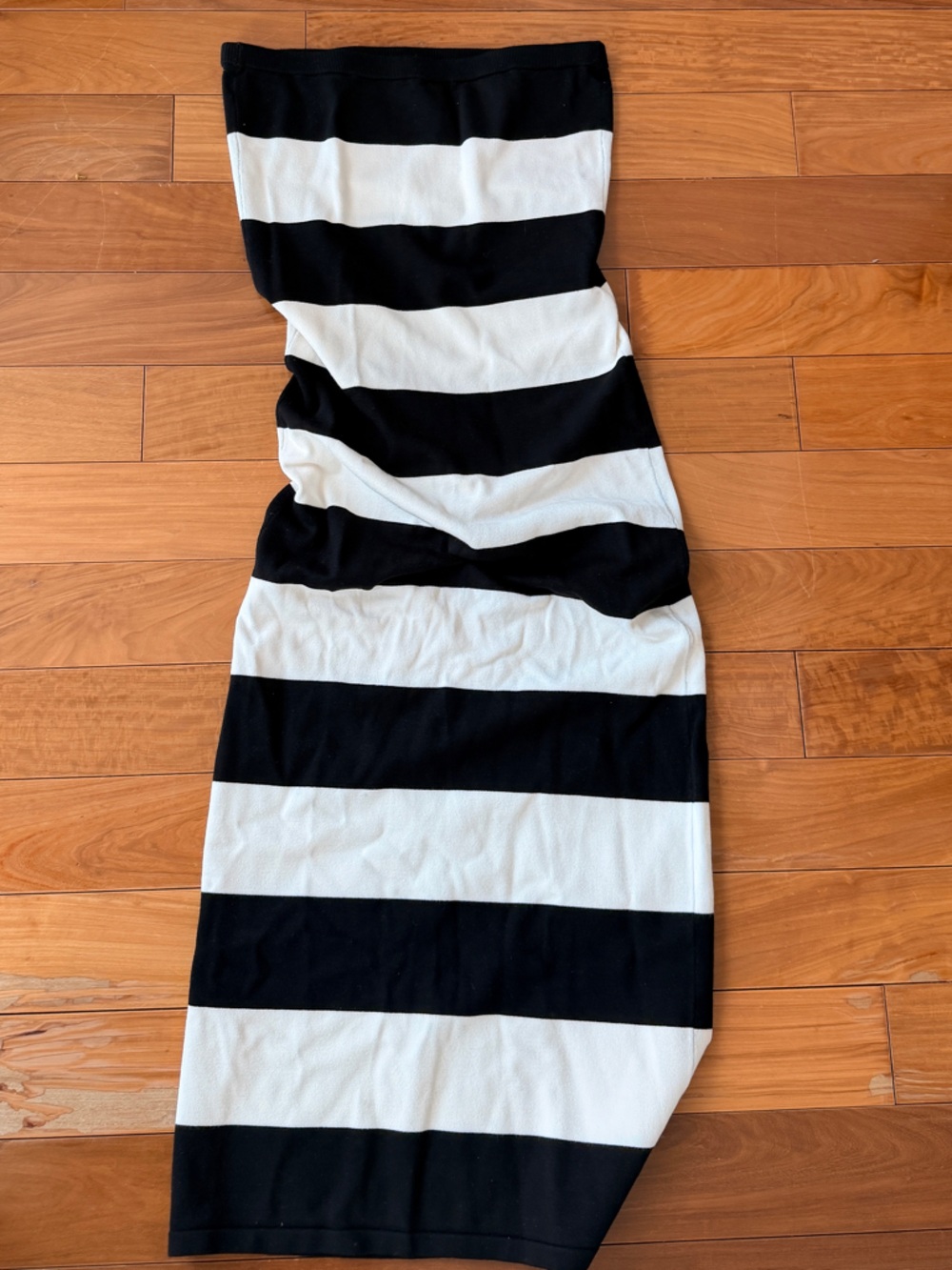 Aqua Black and White Striped Knit dress